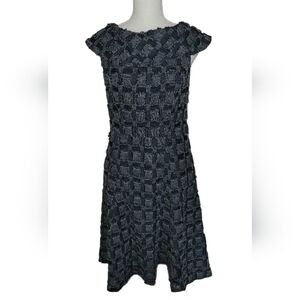 Eva Mendes for New York & Company Black and Gray Checkered Midi Dress